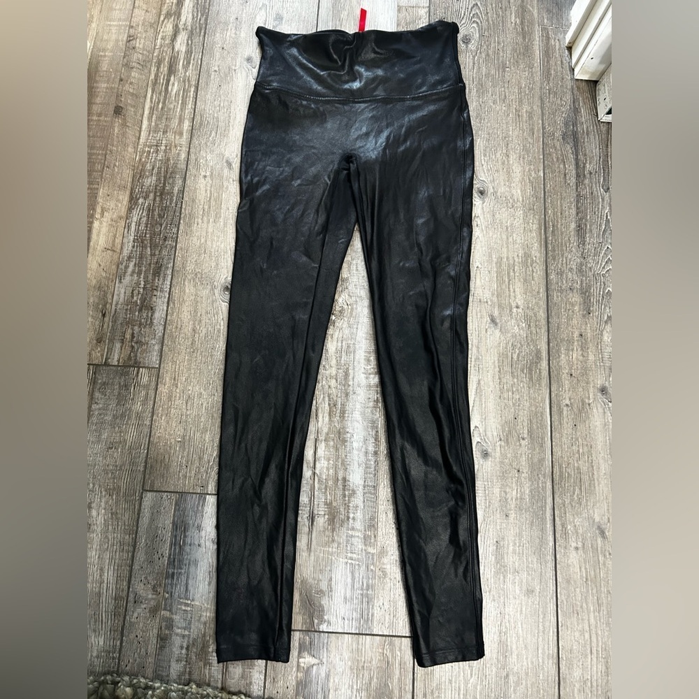 Spanx Metallic sheen Sleek Black Leggings